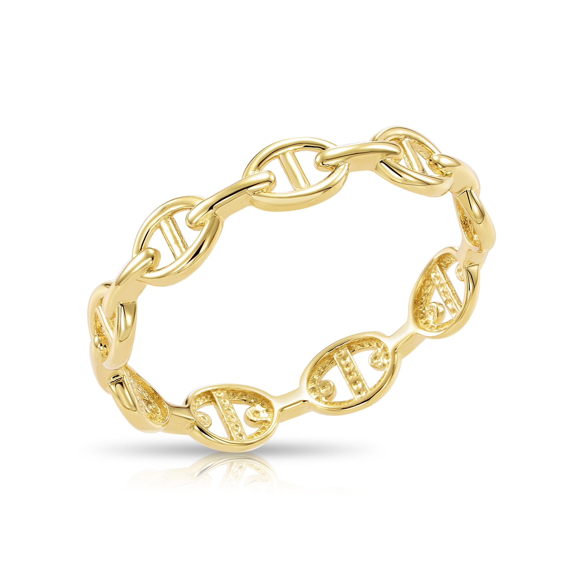 Tilo Jewelry 14K Yellow Gold Dainty Mariner Chain Link Style Band Ring | Size 5 | Minimalist Everyday Ring for Women & Unisex