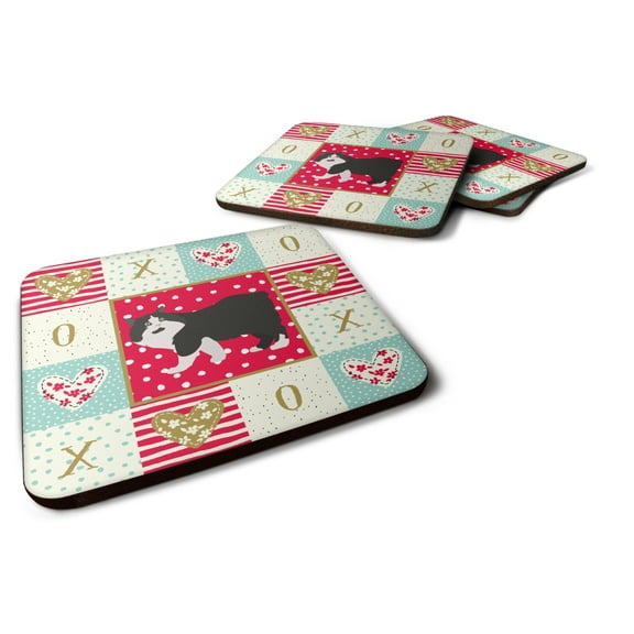 Cymric Cat Love Foam Coaster Set of 4 Red