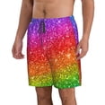 thumbnail image 2 of KLL Colorful Glitter Men's Casual Summer Beach Shorts Hawaiian Shorts with Pockets-Large, 2 of 5