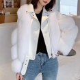 thumbnail image 2 of Women Autumn Winter Solid Composite Zipper Long Sleeve Jacket Pocket Outerwear Coat, 2 of 4