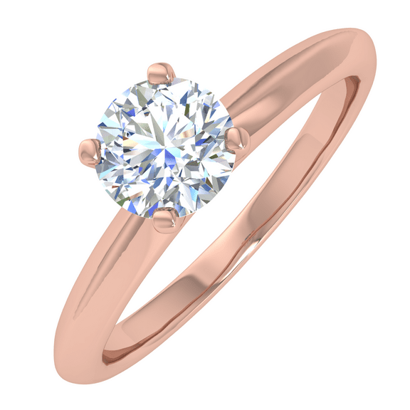1/4 Carat Prong Set Solitaire Diamond Engagement Ring Band in 14K Rose Gold (Ring Size 5.75)