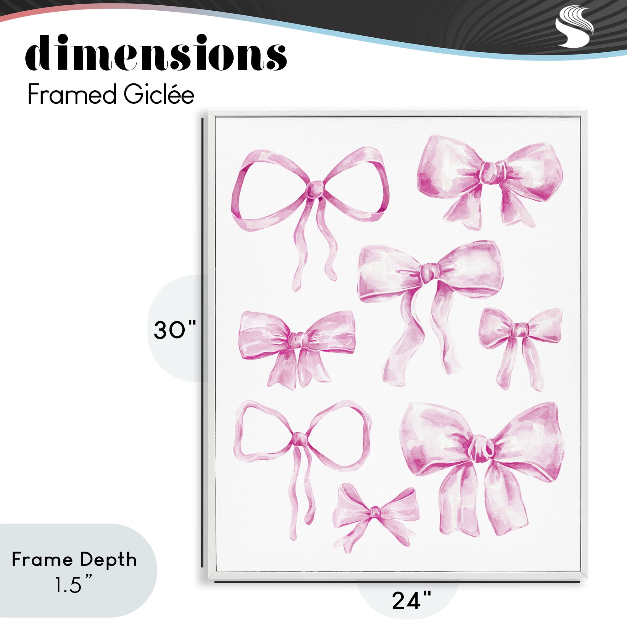 Stupell Industries Coquette Bow Collection White Framed Giclee Art, design by Bethany Sandoval