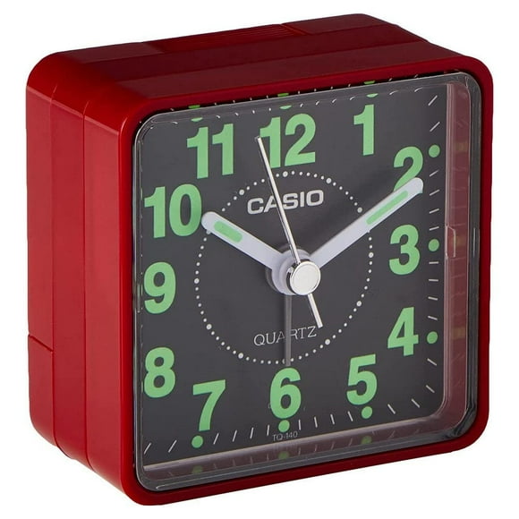 Reloj despertador Casio TQ140 Travel Red con alarma acústica y pila AA