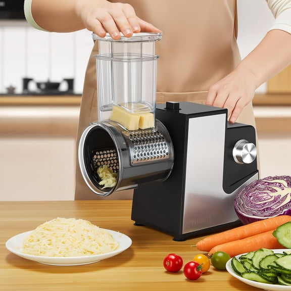 Electric Cheese Grater 250W with 5 Blades for Kitchen Vegetable Fruit Slicer