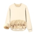 thumbnail image 1 of Qucoqpe - Camiseta de manga larga con cuello redondo para mujer, sudadera cálida de invierno con forro polar, blusa informal de color liso, blusas, tops beige XL, 1 of 8