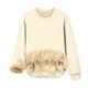 thumbnail image 1 of Qucoqpe - Camiseta de manga larga con cuello redondo para mujer, sudadera cálida de invierno con forro polar, blusa informal de color liso, blusas, tops beige XL, 1 of 8