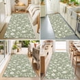 thumbnail image 4 of Hallway Runner Rug 2'x6', White Spring Floral Kitchen Runner Rugs Non-Slip Carpet Mats, Summer Flowers Sage Green Pastoral Bedside Rugs Runners Washable Floor Carpet for Bathroom Laundry Room, 4 of 8