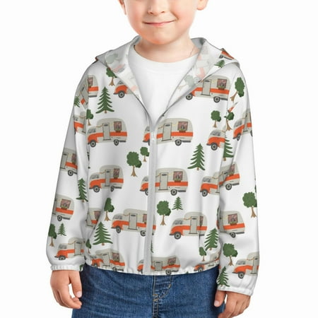 

Vsdgher Camp Van Kids Sun Protection Hoodie with Zip Rash Guard Tops Children s Long Sleeve Sun Protection Clothing - 18 Months