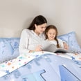 thumbnail image 4 of Erosebridal Blue Sparkle Sequins Print Full Size Comforter Sets for Girls, Monogrammed W Bedding Sets, Colorful Stars Reversible 3-Piece, 1 Comforter and 2 Pillowcases, 4 of 6