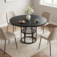 thumbnail image 4 of Garvee 47 Inch Round Dining Table for 4-6 People with Storage Shelf, Kitchen Table & Office Desk, Sturdy Metal Frame for Small Space,Black, 4 of 9
