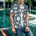 thumbnail image 6 of Hirioo Blue Flower for Men's Baseball T-shirt Shirts Short Sleeve Casual Summer Button Stretch T Shirts,Size S-4XL-Medium, 6 of 7