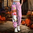 thumbnail image 5 of felwors Women's Elastic Waist Halloween Sweatpants Relaxed Fit Tapered Joggers Pocket Lounge Wear 2025 Pink, XL, 5 of 7