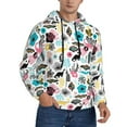 thumbnail image 2 of Pofeuu Dinosaur Print Mens Casual Hooded Collar Drawstring Hoodies Pullover Sweatshirts Casual Long Sleeve Shirts-XX-Large, 2 of 7