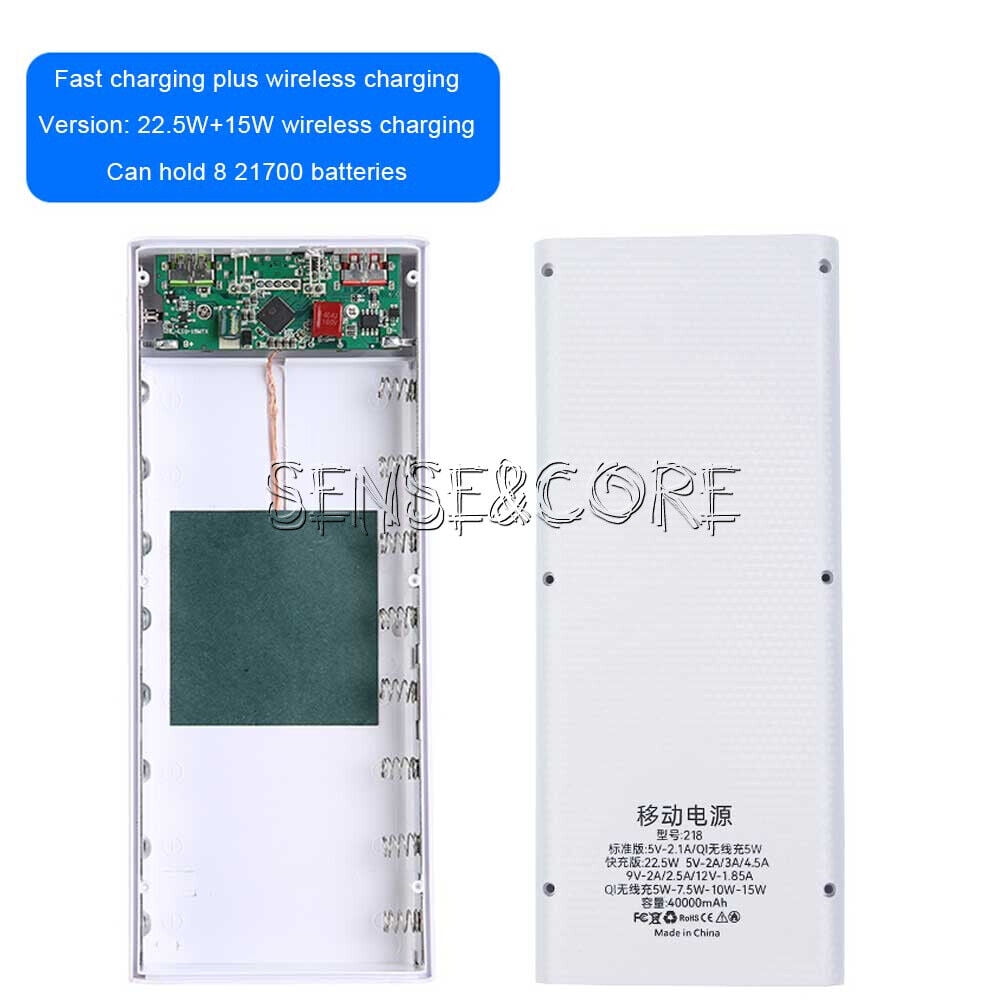 Removable Battery Mobile Power Bank DIY Kits 8 Batteries Fast Wireless