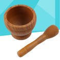 thumbnail image 2 of PP Plastic Kitchen Household Garlic Pugging Pot Pedestal Bowl Mortar and Pestle Set(Wood Line, Packaged with Box), 2 of 8