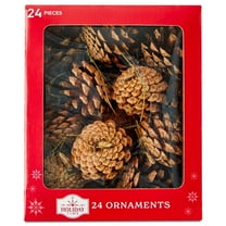 24 Count Natural Brown Pinecone Christmas Ornaments, Assorted Sizes, by Holiday Time