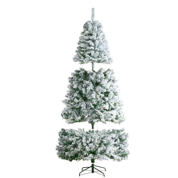 STAWAY 7.5ft Prelit Flocked Christmas Tree with 550 LED Lights, Lifelike Tips, Easy Assembly, Perfect for Holiday Decor