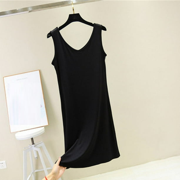 mfyjkho Vestidos casuales para mujer, Camisón sin mangas holgado y cómodo de color liso con tirantes para mujer Vestidos de fiesta para mujer m