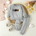 thumbnail image 2 of Coerni Toddler New Born Baby Boy Outfit Long Sleeved Pullover Sweatshirt Letter Print Set Kids Valentine's Day Outfit, 2 of 9