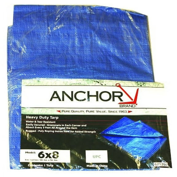Multiple Use Tarp, 8 ft W x 10 ft L, Polyethylene, Blue | Bundle of 2 Each