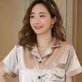 ZZwxWA Womens Silk Satin Pajamas Loungewear TwoPiece Sleepwear Button