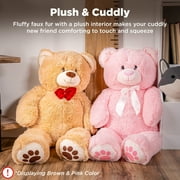 Best Choice Products 35in Giant Soft Plush Teddy Bear Stuffed Animal Toy w/ Bow Tie, Footprints - Brown