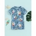 thumbnail image 3 of Musuos Toddler Boys Rash Guard Swimwear 3 6 12 24M 3T Cartoon Marine Life Print Short Sleeve Swimsuits Front Zipper Bathing Suits, 3 of 10