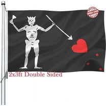 Blackbeard Pirate Flag 2x3 Outdoor 3 Ply Double Sided- Heavy Duty Pirate Captain Edward Teach Jolly Roger Flags with 2 Brass Grommets for Easy Display Bloody flags BlackBeard Halloween Flag
