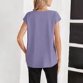 thumbnail image 6 of Women's Solid Color Round Neck Pullover Shirt Tops Blouses Long Sleeve Loose Fit Wrinkled Texture Casual Daily Wear Work Office Vacation Fashion Essential for Women | Sopatenor,Purple XL, 6 of 9