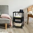 thumbnail image 4 of Oumilen Adult Modern Nightstand with Charging Station, Black, 4 of 5