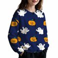 thumbnail image 2 of Tiijoy Girls Halloween Sweater Ghost Pumpkin Long Sleeve Knit Cardigan, Blue, Sizes 5-14, 2 of 4