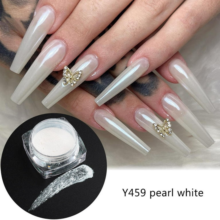 1Box White Chrome Powder Matte Pigment Pearl Nails Nail Art Crystal Shiny  Dust