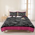 thumbnail image 3 of Queen Quilt Set 90''x96'', Zebra Printed Lightweight Summer Bedspread Coverlet Set with 2 Pillow Shams, Modern Geometric Balck White Stripes Breathable All Season Quilt Bedding for Bedroom/Guest Room, 3 of 9