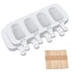 thumbnail image 1 of Moldes para paletas, paquete de 2 moldes de silicona para paletas para niños, 4 cavidades, moldes para paletas de hielo, ovalados con 50 palos de madera para helado DIY, 1 of 1