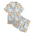 thumbnail image 4 of Youmylove Pajamas For Girls Short Sleeve Shorts Outfit 2 Piece Sleepwear Button Pajama Sets Graphic Print Trendy Pajama Set Stylish Pajamas Nightgown Outfit, 4 of 5