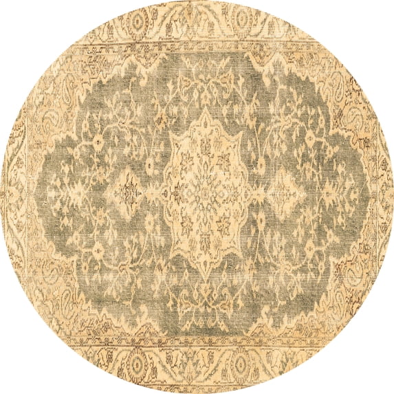 Ahgly Company Indoor Round Medallion Brown Traditional Area Rugs, 3' Round