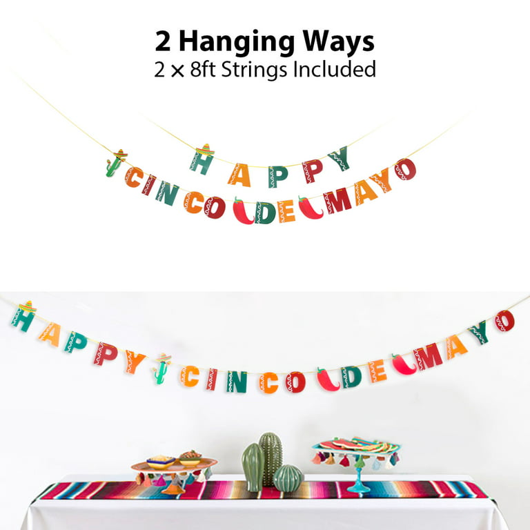 Emuya Mexican Fiesta Party Decorations – Cinco De Mayo - 6 Paper Fans, 5  Flowers Pom Poms, Papel Picado, Pennants Garland, PDF Games - Taco Bout