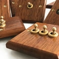 thumbnail image 6 of 3X 86 Type Solid Wood Panel Switch Wall Light Retro Brass Toggle Switch Wood Grain Electrical Switch Socket 1- Switch, 6 of 8