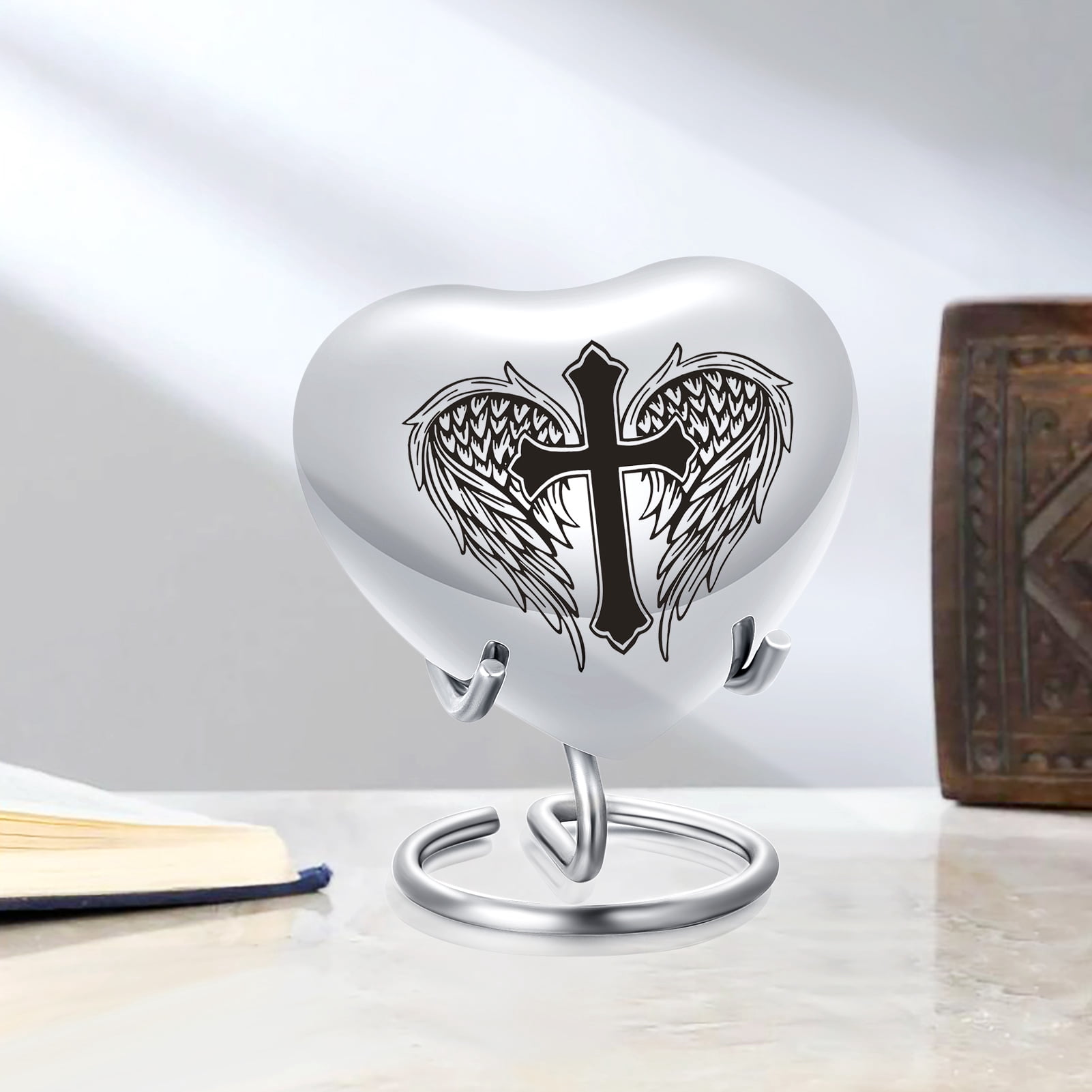 Heart Keepsake Urn - For Human Ashes Mini Urn with Box & Stand  Heart Shaped Urn Memorial Small Keepsake Urn Handcrafted Small Memorial Urn for Ashes