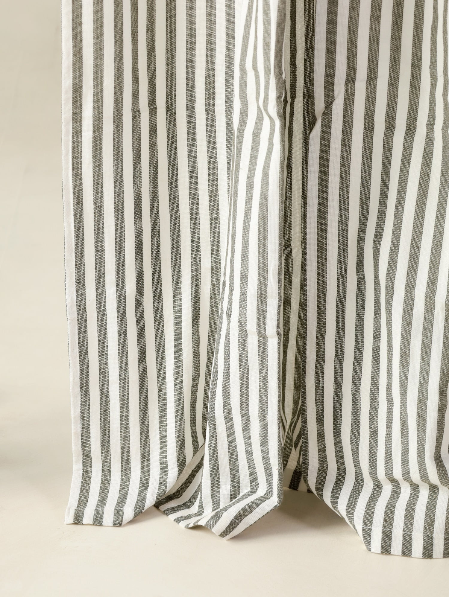 The Art Box Green Gauze Linen Curtains Striped Window Curtains Rod Pocket Panel Pair, 52" x 63"