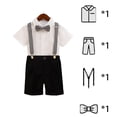 thumbnail image 2 of LYMAYTER Baby Boys Formal Suit Short Shirt Bowtie Suspender Shorts Summer Beach Wedding Graduation Outfit‌, 2 of 8