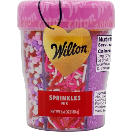 Wilton Valentine's Day Sprinkles, Dessert Edible Sprinkle Mix, Assorted 6.4 oz. 6-Cell Container