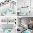 thumbnail image 6 of Kitchen Rugs and Mats 2 Pieces Bloom Sunflower Runner Rug Sets Teal Blue Blue Blooming Floral Soft Comfort Standing Kitchen Mats for Floor Absorbent Area Rugs Carpet Non Slip Cushioned Doormat, 6 of 9