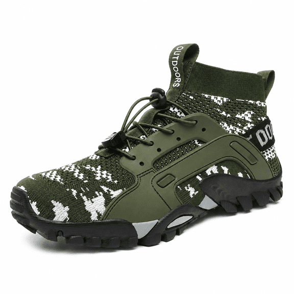 Men's Hiking Boots, Lightweight Water-Resistant Non-Slip High-Top Trail Shoes with Quick Laces