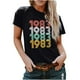 thumbnail image 1 of Camiseta de Manga Corta Holgada Fiudx con Cuello Redondo y Estampado 1982 para Mujer, 1 of 4