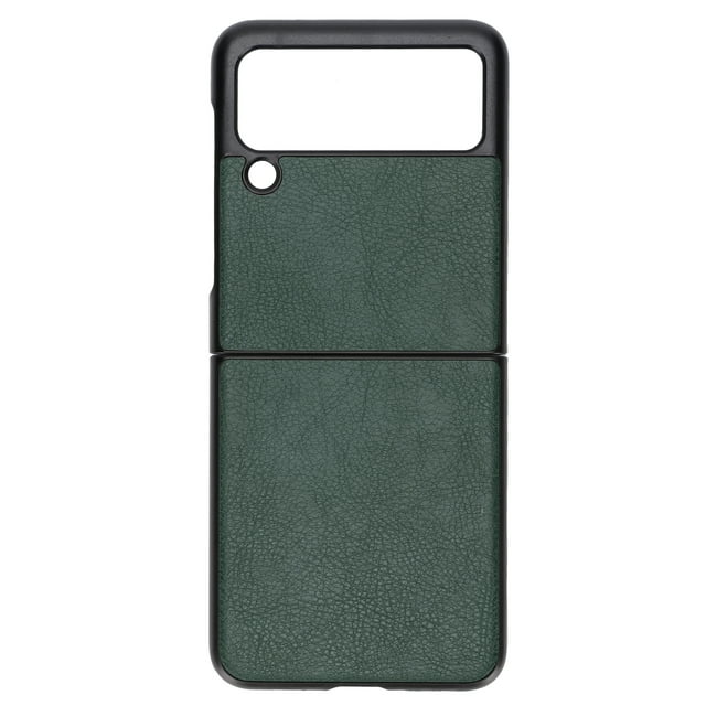 Funda de cuero con estampado de lichi para Samsung Galaxy Z Flip 3, protección total a prueba de golpes, color verde