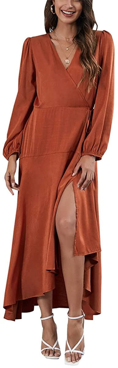 V Neck Maxi Dresses Casual Floral Print 