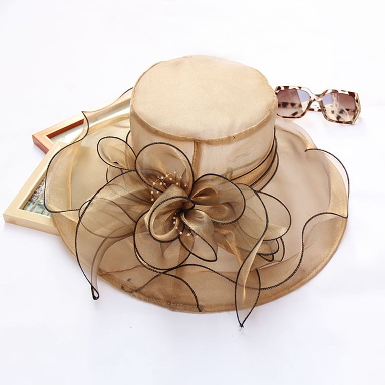 Hontri Kentucky Derby Hats for Women on Sale, Women's Summer Dress Hat  Broad Leaf Flower Bridal Shower Cap Sun Hat Beach Hat Church Tea Party  Fascinator Hats for Mother Ladies Girls Coffee -