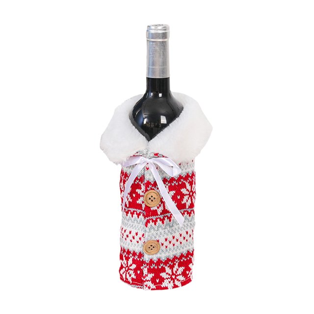 leyfeng Botella de vino de Navidad Cubierta Suéter Botella de Navidad Ropa Decoración de mesa Regalo para el Día de Acción de Gracias Vacaciones