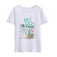 thumbnail image 2 of Easter He Is Risen Bunny Print T-Shirt Women Men Summer Casual Short Sleeve Round Neck Tops Fashion T-Shirts, 2 of 5